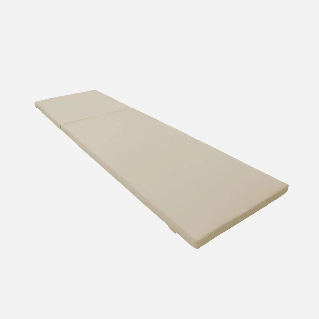 2 coussins beige 195x60 cm pour transat jardin extérieur déhoussables 5,5 cm épaisseur