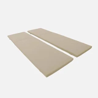 2 coussins beige 195x60 cm pour transat jardin extérieur déhoussables 5,5 cm épaisseur