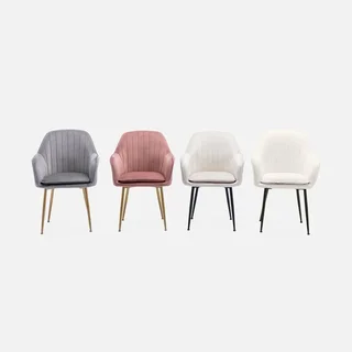 Lot de 2 fauteuils bouclette blancs vintage avec pieds métal noir