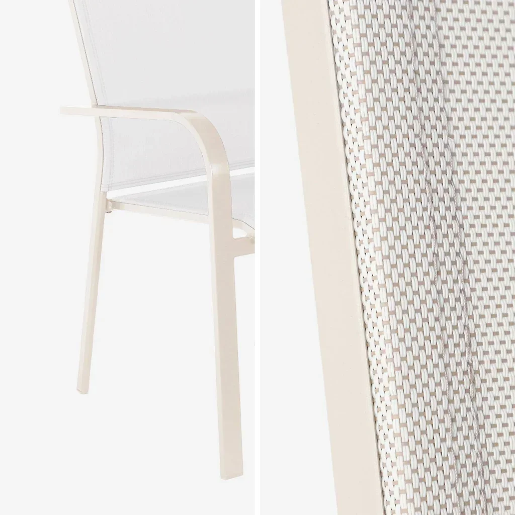 2 stapelbare Aluminium Textilene Gartensessel mit Armlehnen komfortabel