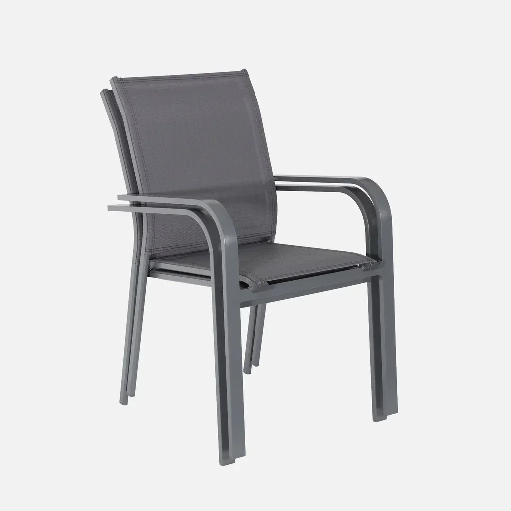 2er Set stapelbare Aluminium Textilene Gartenstühle Outdoor bequem