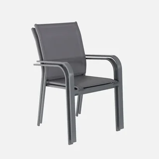 Set di 2 poltrone impilabili alluminio textilene giardino esterno comfort