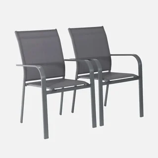 Set di 2 poltrone impilabili alluminio textilene giardino esterno comfort