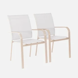 2 poltrone impilabili alluminio textilene giardino comode con braccioli