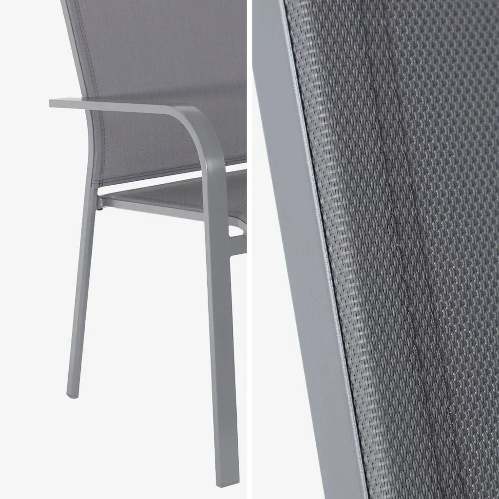 2er Set stapelbare Aluminium Textilene Gartenstühle Outdoor bequem