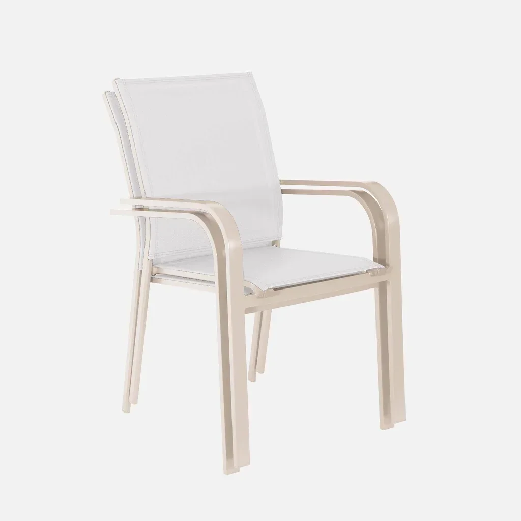 2 stapelbare Aluminium Textilene Gartensessel mit Armlehnen komfortabel