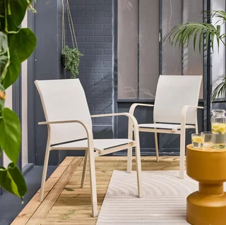 2 poltrone impilabili alluminio textilene giardino comode con braccioli