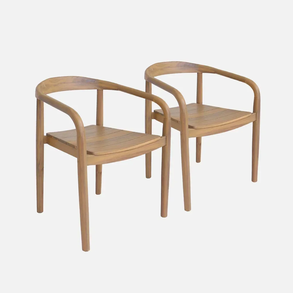 2 fauteuils jardin bois acacia empilables Naio teck terrasse balcon