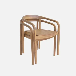2 fauteuils jardin bois acacia empilables Naio teck terrasse balcon