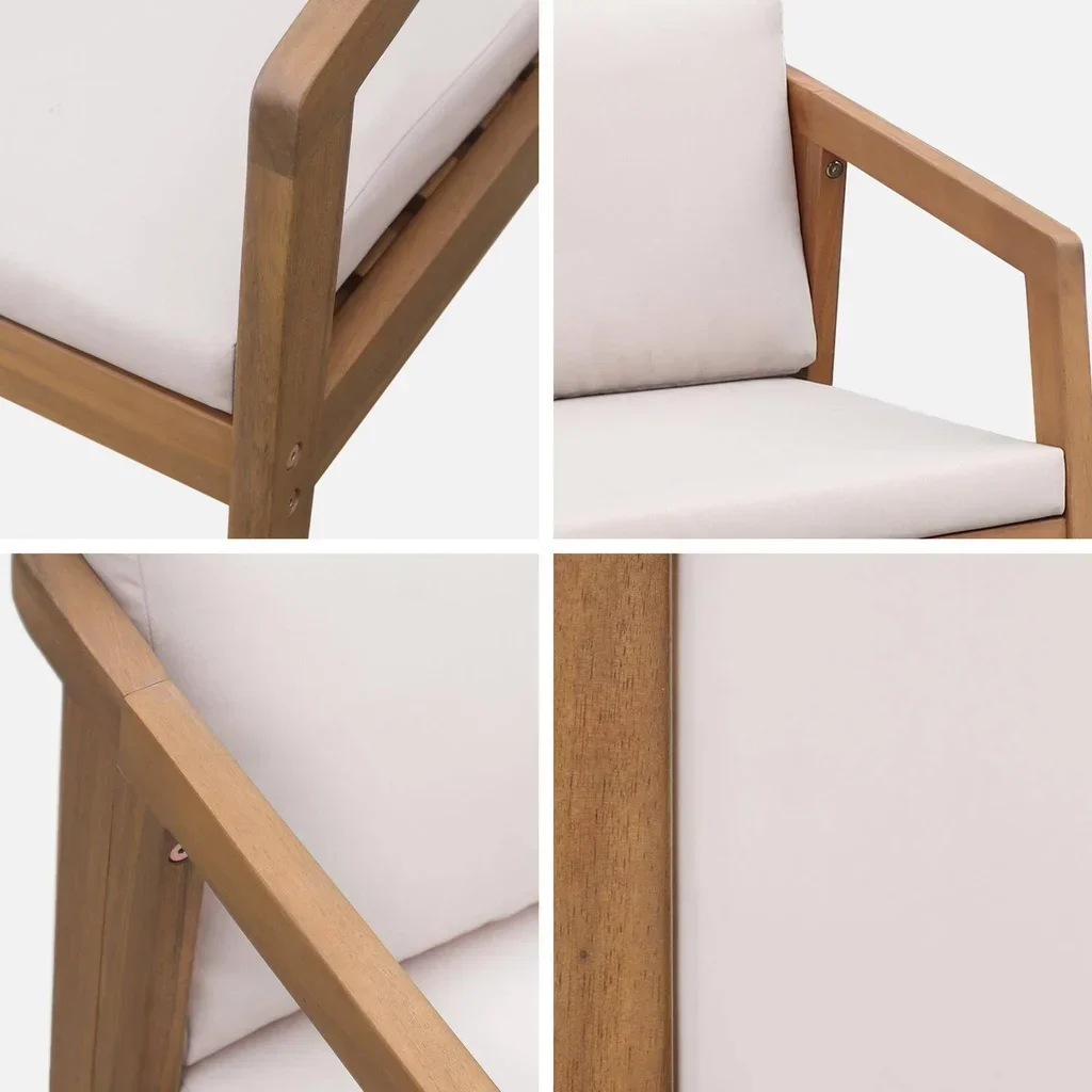 Lot de 2 fauteuils d'extérieur en bois d'acacia avec coussins intégrés Zamara