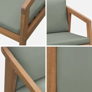 Lot de 2 fauteuils d'extérieur en bois d'acacia Zamara avec coussins intégrés pour jardin et terrasse