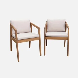 Lot de 2 fauteuils d'extérieur en bois d'acacia avec coussins intégrés Zamara