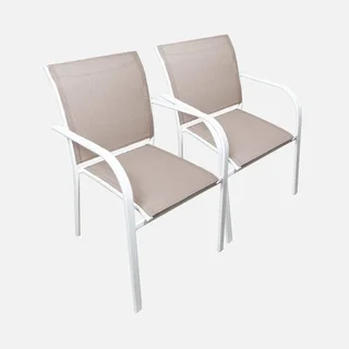 Lot de 2 fauteuils de jardin en aluminium modernes et élégants