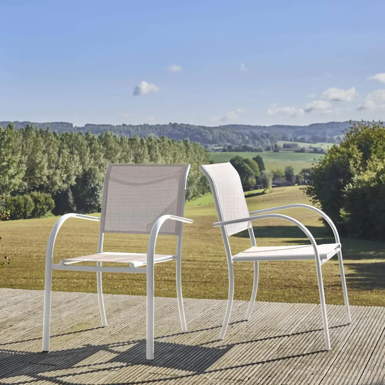 Lot de 2 fauteuils de jardin en aluminium modernes et élégants