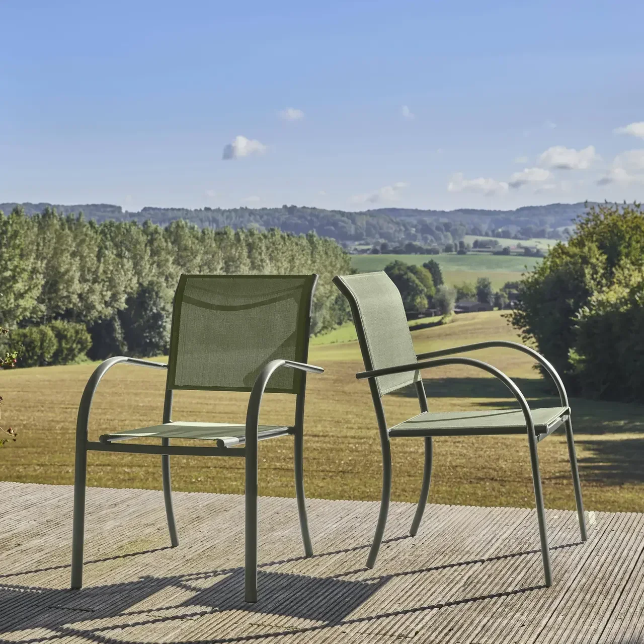 Lot de 2 fauteuils de jardin en aluminium modernes et confortables Amara