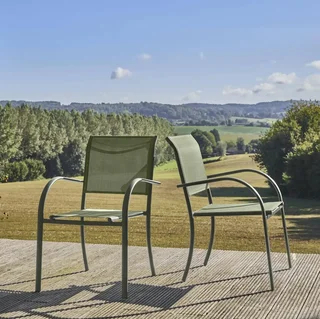 Lot de 2 fauteuils de jardin en aluminium modernes et confortables Amara