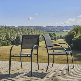 2 fauteuils jardin aluminium Amara design moderne élégant extérieur