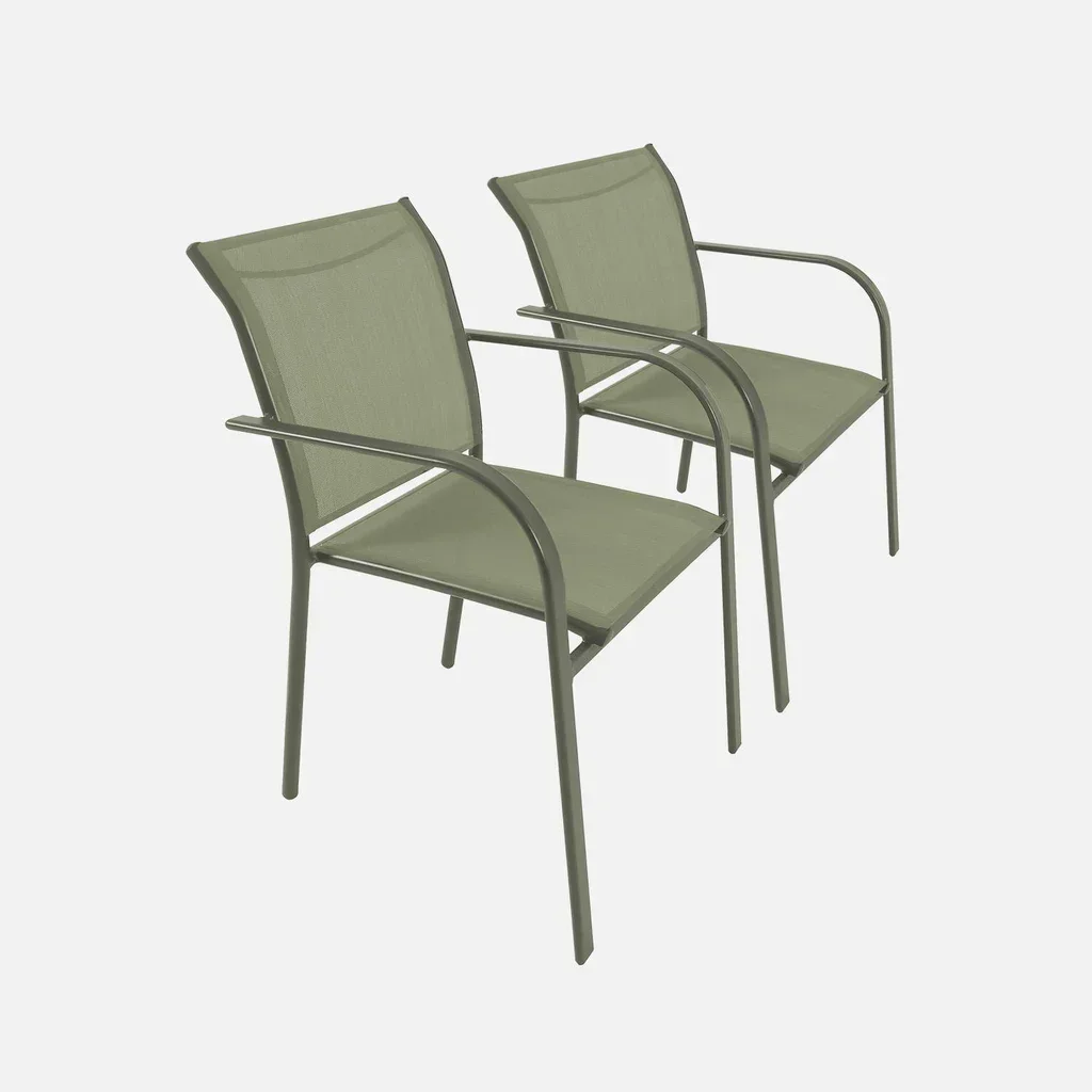 Lot de 2 fauteuils de jardin en aluminium modernes et confortables Amara