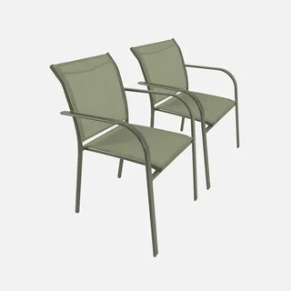 Lot de 2 fauteuils de jardin en aluminium modernes et confortables Amara
