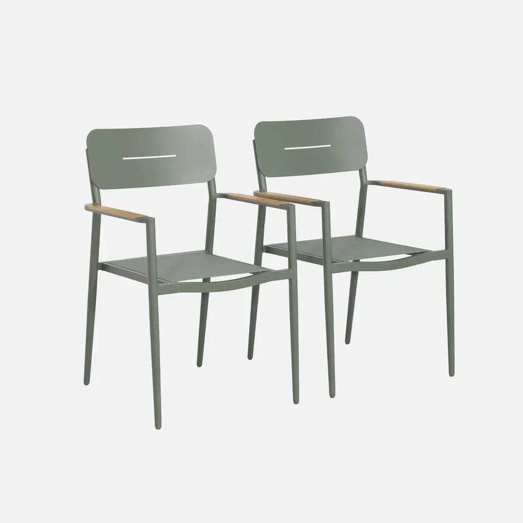 Lot de 2 fauteuils de jardin aluminium textilène confortables et élégants