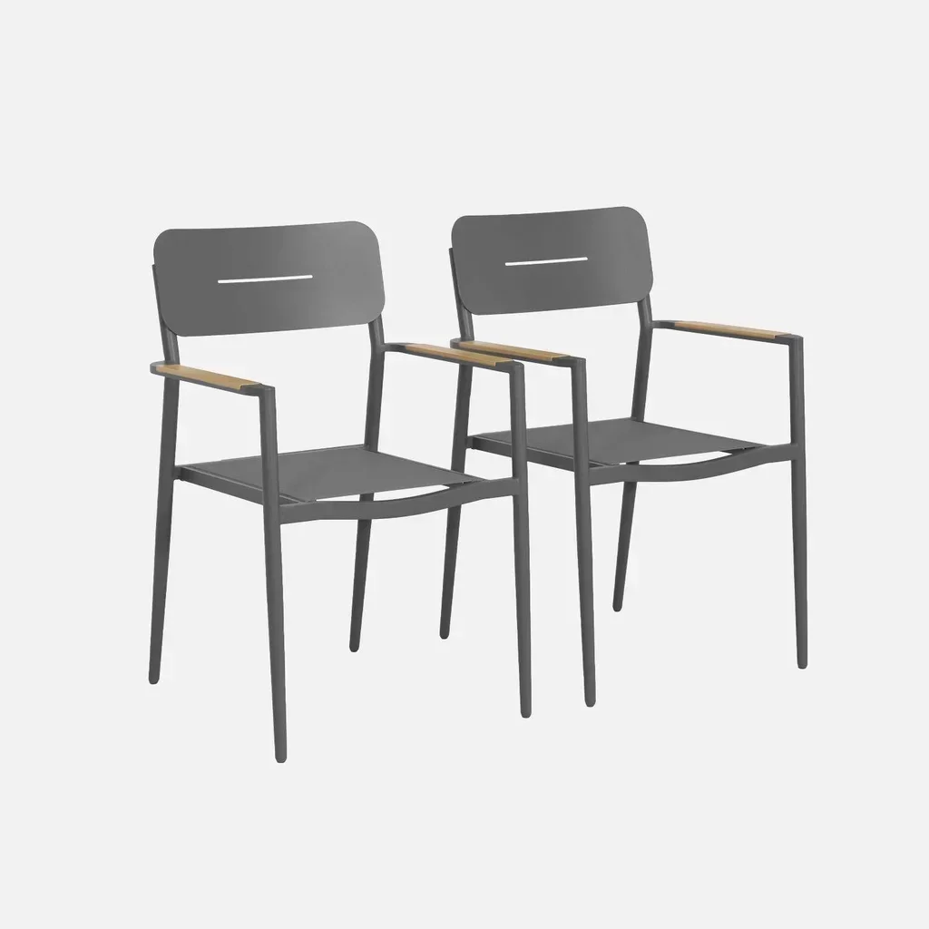 Lot 2 fauteuils jardin aluminium textilène Fira terrasse élégant