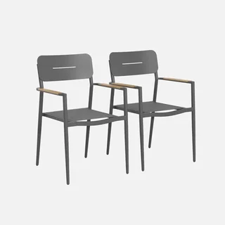 Lot 2 fauteuils jardin aluminium textilène Fira terrasse élégant