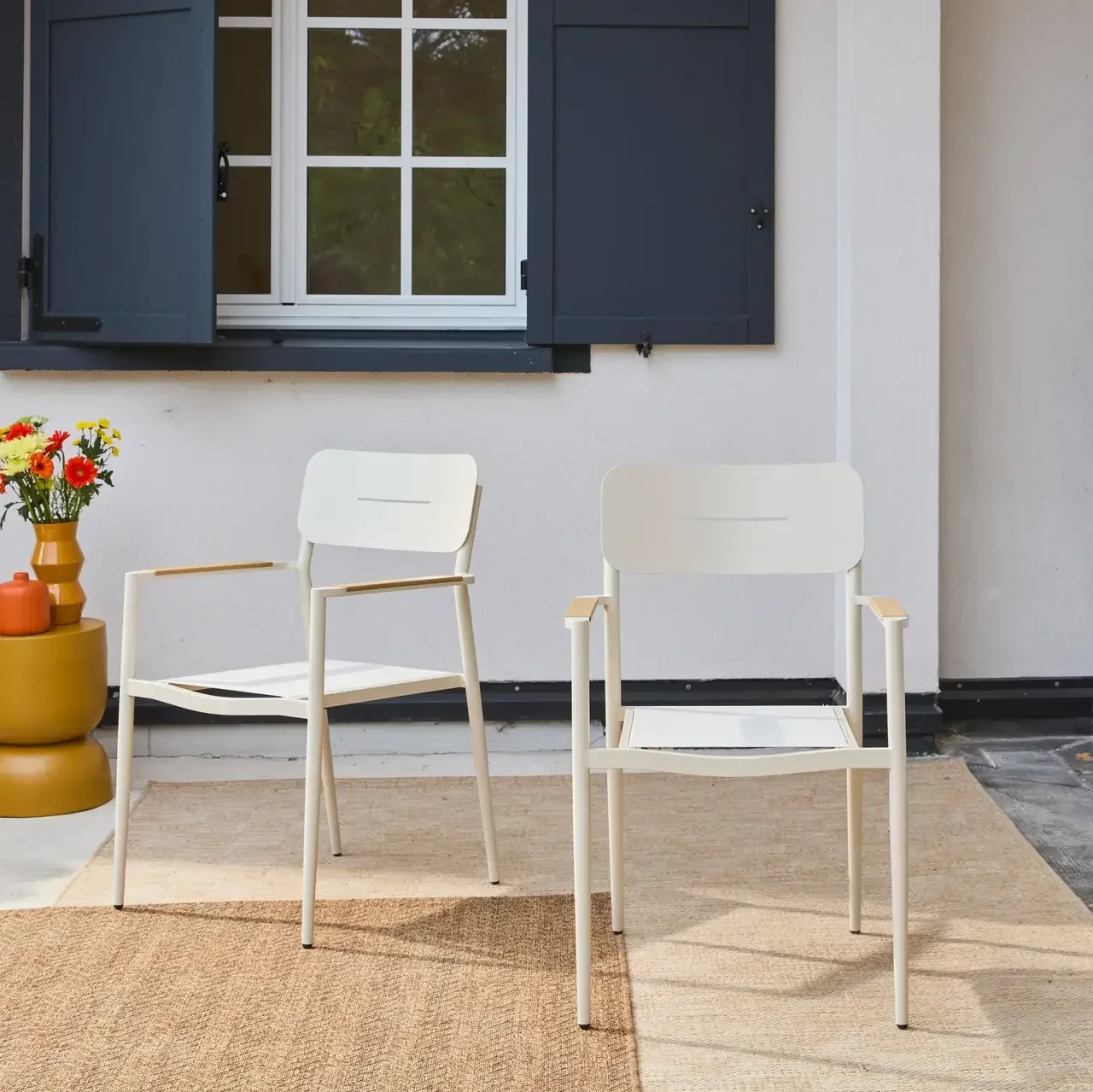 Lot de 2 fauteuils de jardin aluminium textilène confortables