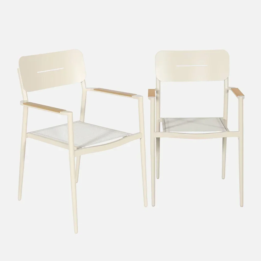 Lot de 2 fauteuils de jardin aluminium textilène confortables