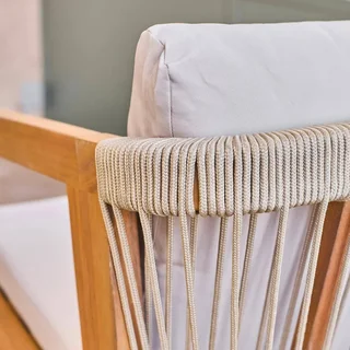 Lot de 2 fauteuils de jardin en bois d'acacia avec assise en corde Granada