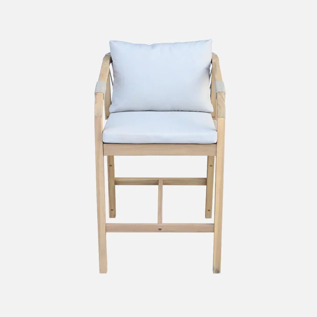 2er Set Gartensessel Holz Akazie Seil mit beige Kissen