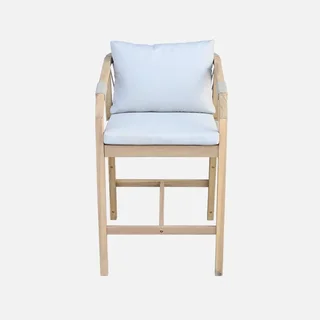Set di 2 poltrone da giardino legno acacia corda con cuscini beige