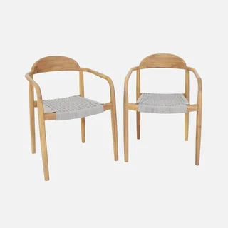 Lot de 2 fauteuils de jardin en bois d'acacia et résine tressée Cerina