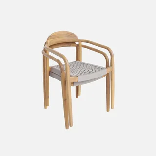 Lot de 2 fauteuils de jardin en bois d'acacia et résine tressée Cerina