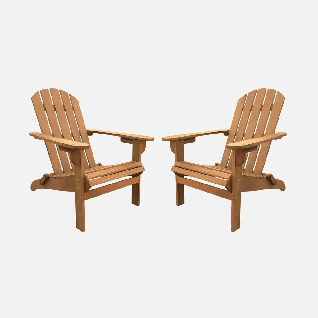 Lot de 2 fauteuils Adirondack en bois d'eucalyptus certifié pour terrasse