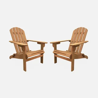 2er Set Adirondack Stühle aus zertifiziertem Eukalyptusholz für Terrasse Garten Balkon