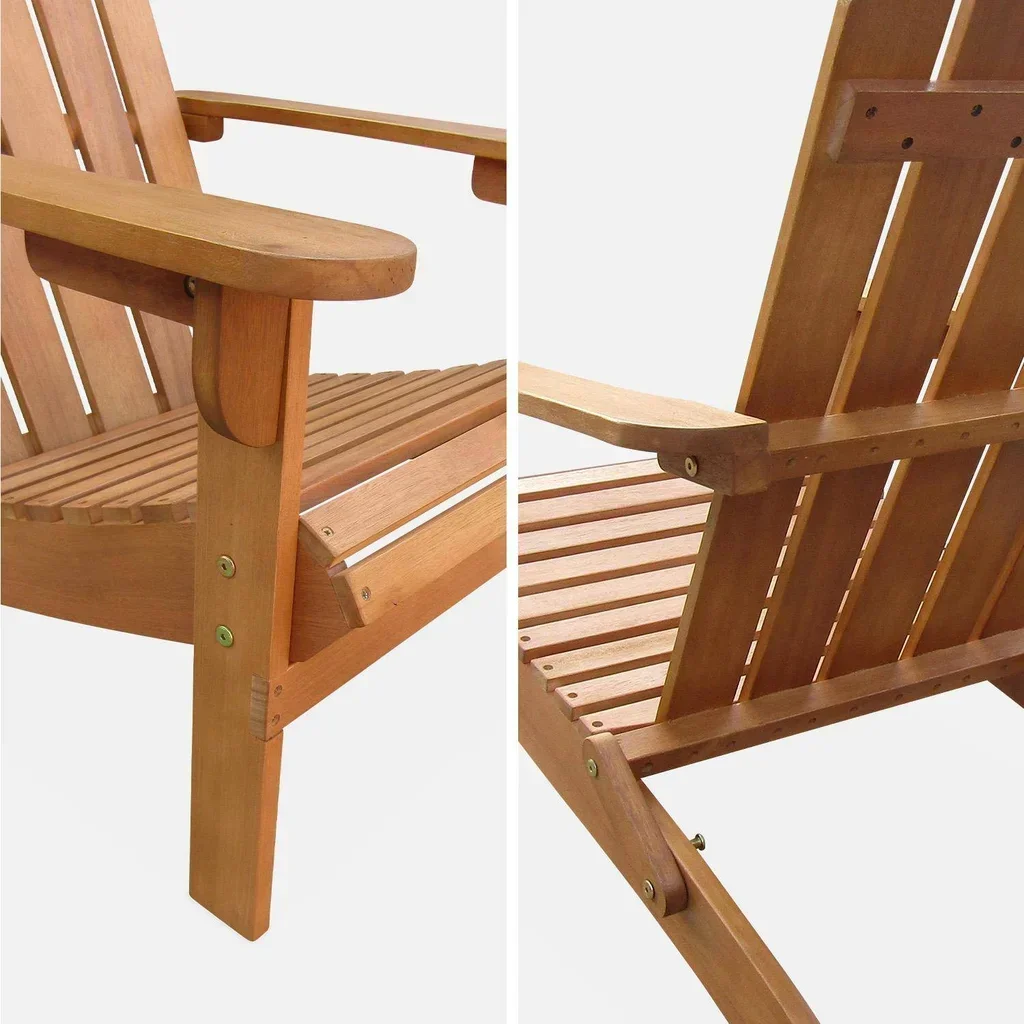2er Set Adirondack Stühle aus zertifiziertem Eukalyptusholz für Terrasse Garten Balkon