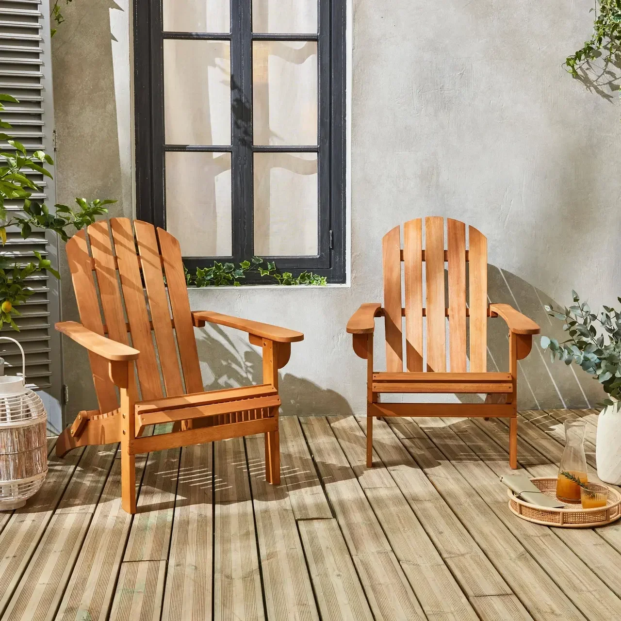 Lot de 2 fauteuils Adirondack en bois d'eucalyptus certifié pour terrasse