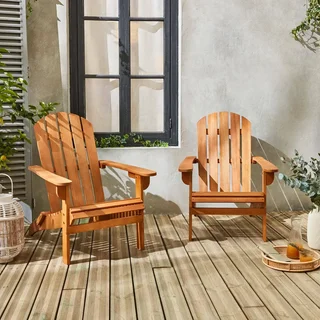 2er Set Adirondack Stühle aus zertifiziertem Eukalyptusholz für Terrasse Garten Balkon