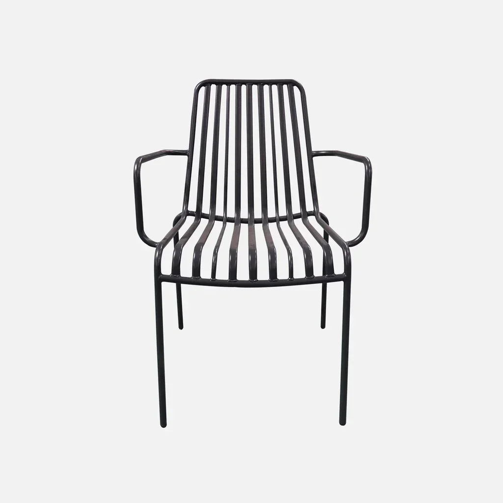 Lot de 2 fauteuils de jardin empilables en acier anthracite Florida