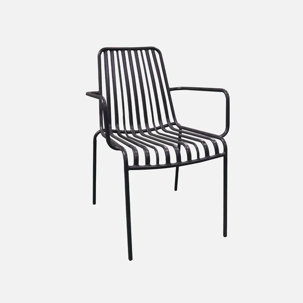 Lot de 2 fauteuils de jardin empilables en acier anthracite Florida