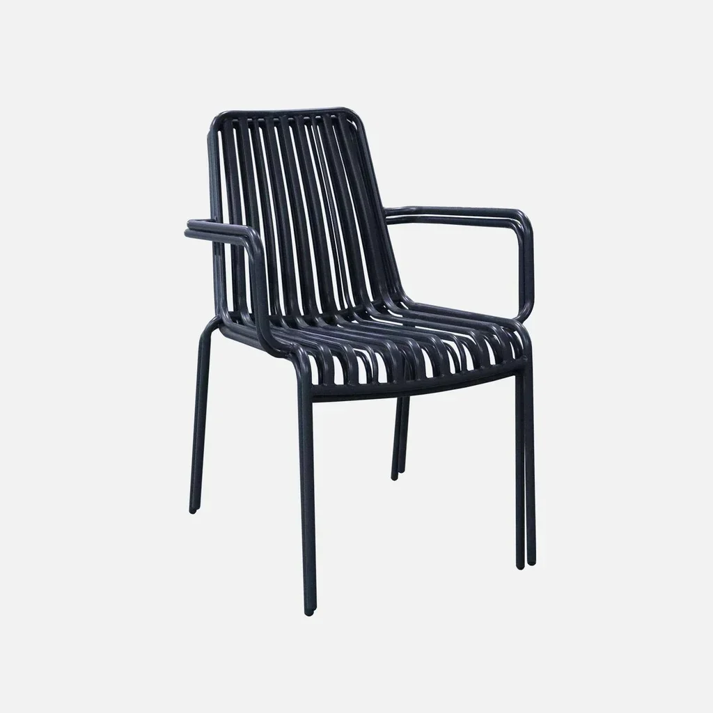 Lot de 2 fauteuils de jardin empilables en acier anthracite Florida