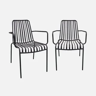Lot de 2 fauteuils de jardin empilables en acier anthracite Florida