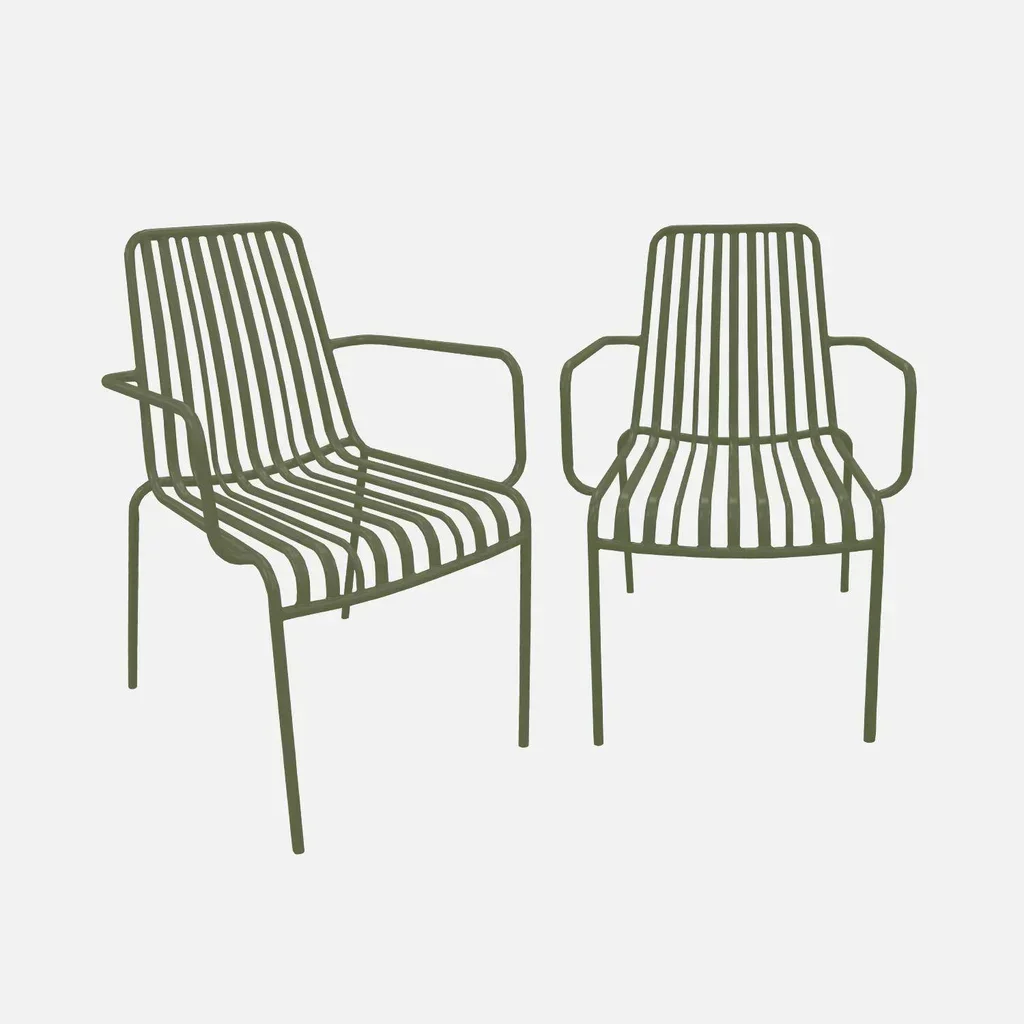 Lot de 2 fauteuils de jardin empilables en acier anthracite