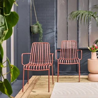 Lot de 2 fauteuils de jardin empilables acier anthracite Florida