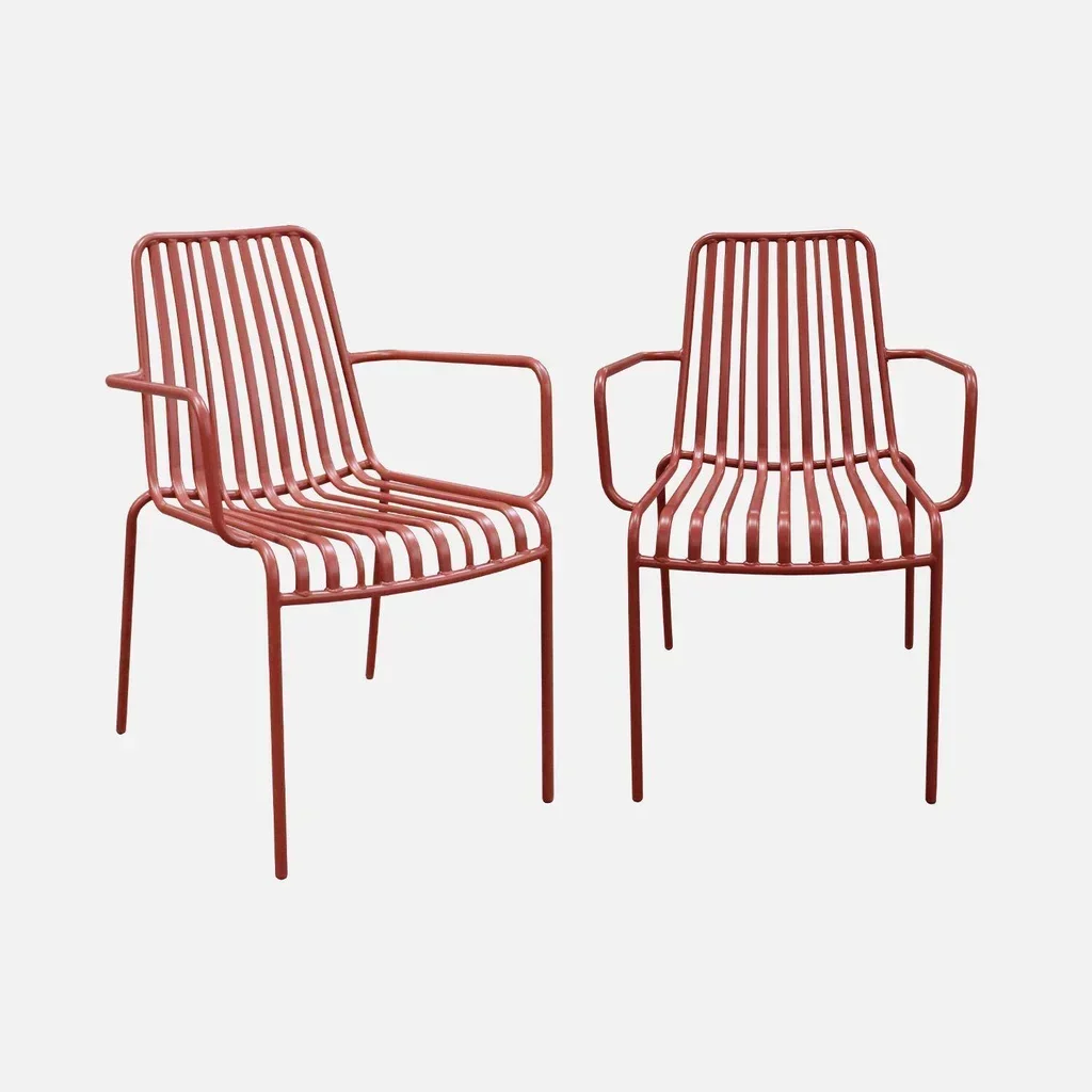 Lot de 2 fauteuils de jardin empilables acier anthracite Florida