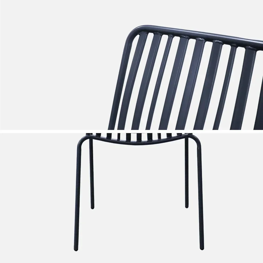 Lot de 2 fauteuils de jardin empilables en acier anthracite Florida