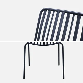 Lot de 2 fauteuils de jardin empilables en acier anthracite Florida
