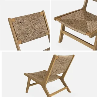 Lot de 2 fauteuils de jardin relax bois acacia résine tressée extérieur