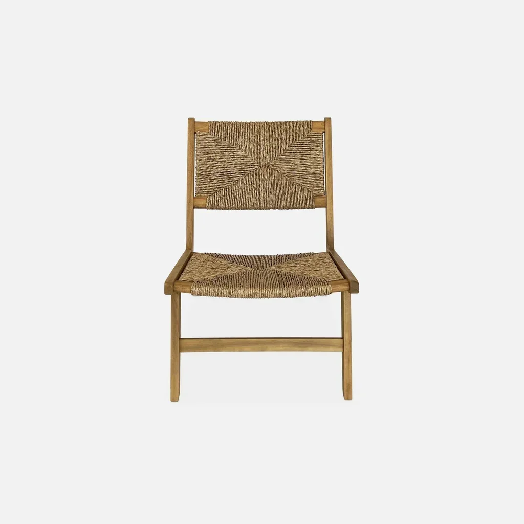 Lot de 2 fauteuils de jardin relax bois acacia résine tressée extérieur