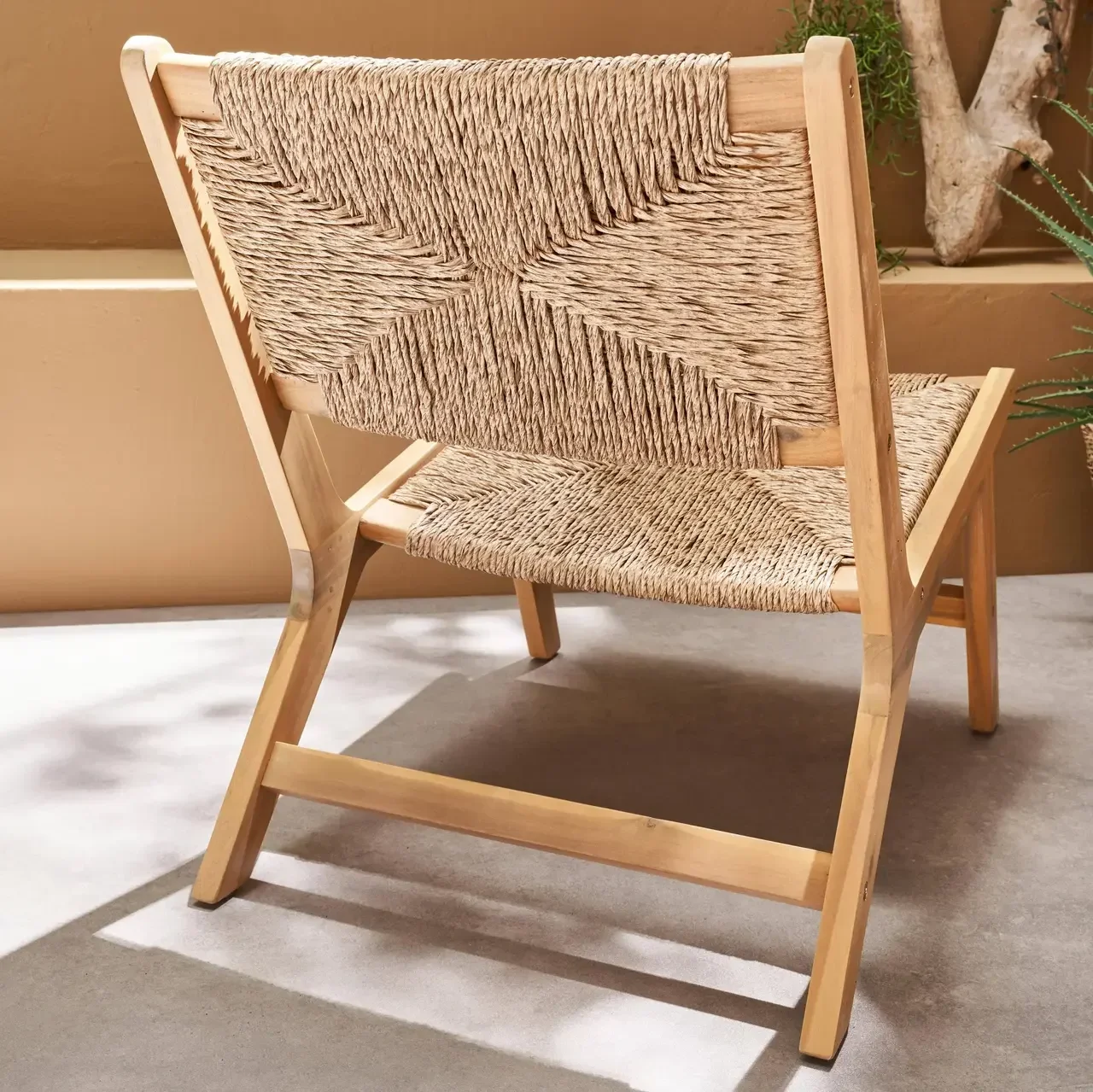 Lot de 2 fauteuils de jardin relax bois acacia résine tressée extérieur